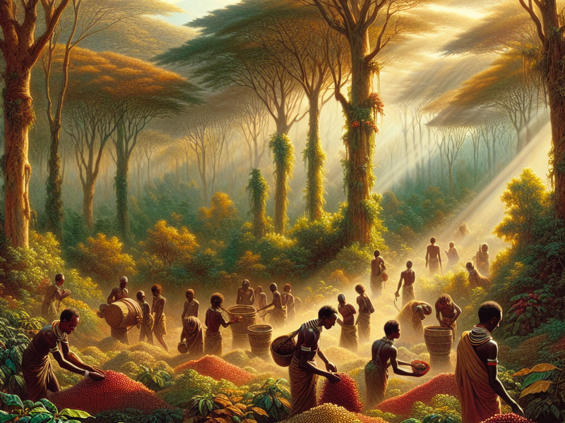 Tribo etípe colhendo café